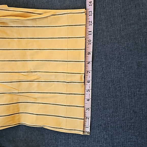 J.Jill Dark Yellow Stripe Emelie Linen Stretch Wide Leg Cropped Pant - Picture 5 of 6